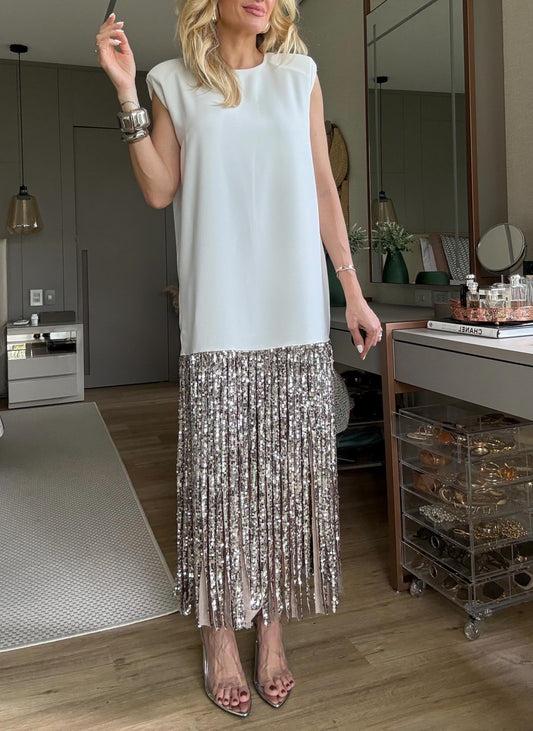 Summer Sleeveless Patchwork Fringe Dresses