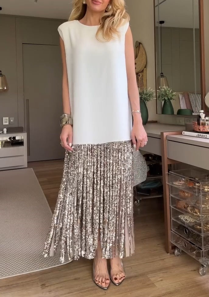 Summer Sleeveless Patchwork Fringe Dresses
