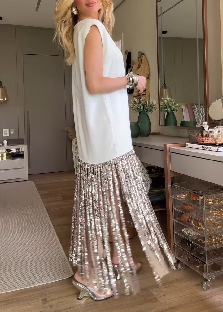 Summer Sleeveless Patchwork Fringe Dresses