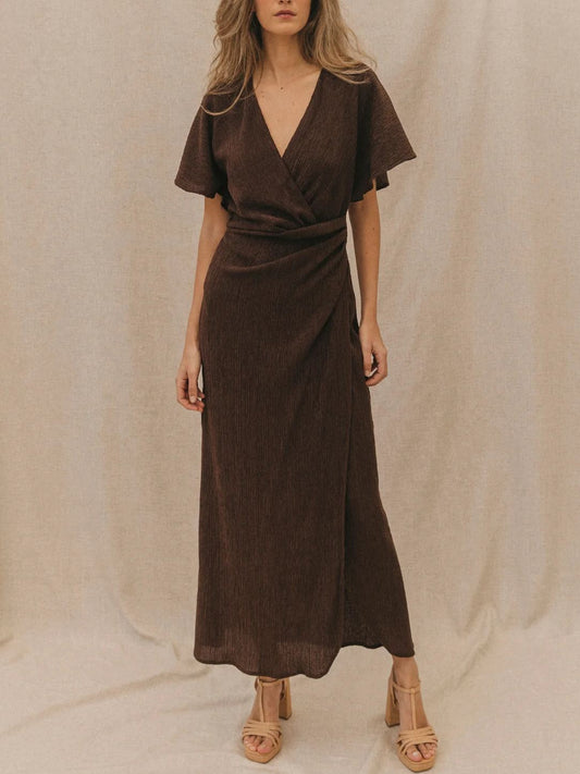Asymmetric Ruffle Midi Dress