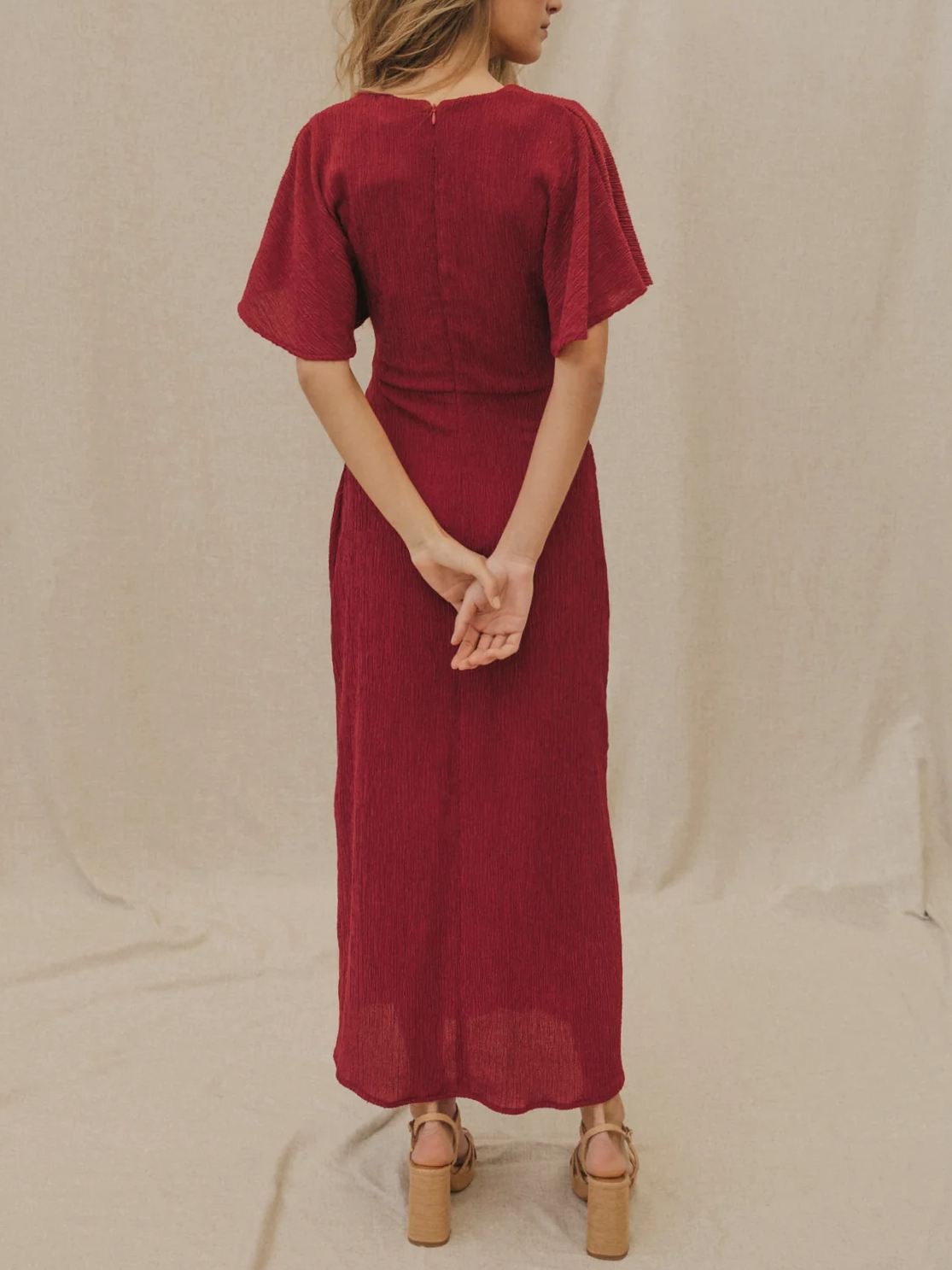 Asymmetric Ruffle Midi Dress