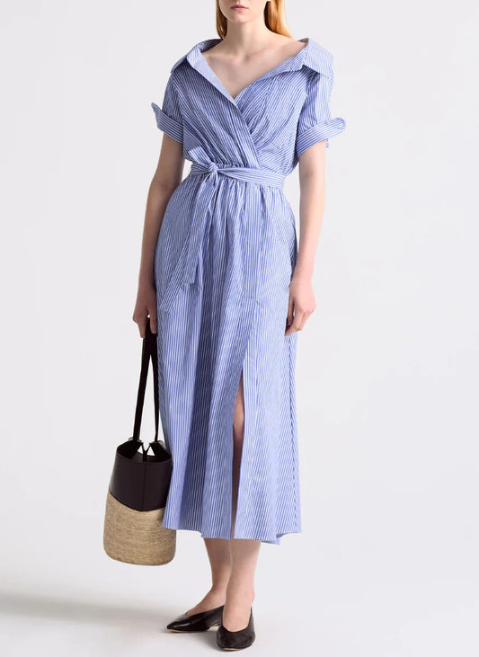 Stripe Midi Wrap Dress