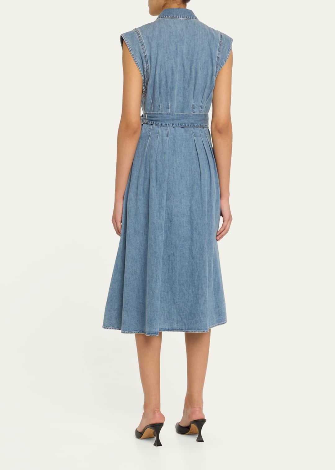 Belted Denim Midi Dress