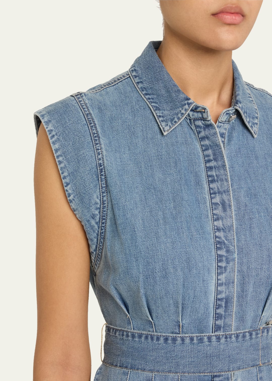 Belted Denim Midi Dress