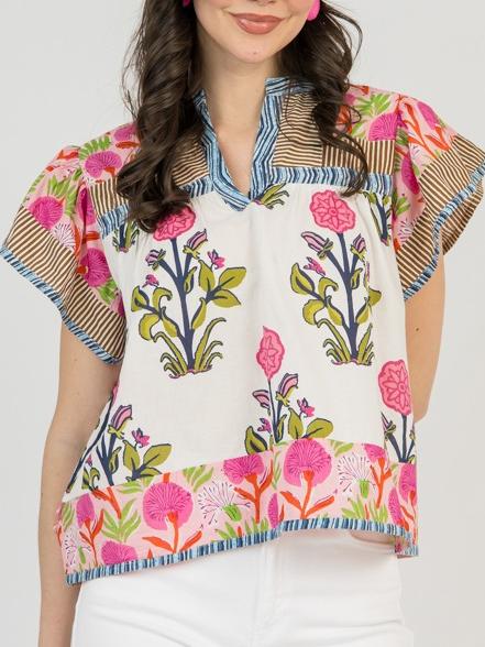 Block Print Mix Top