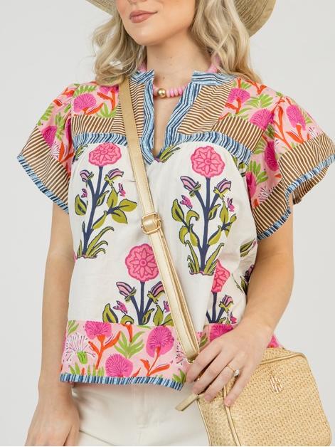 Block Print Mix Top
