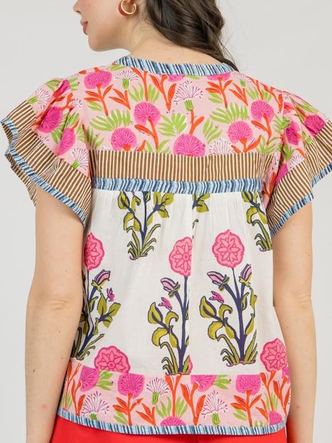 Block Print Mix Top