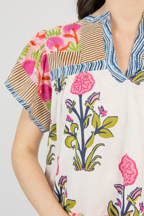 Block Print Mix Top