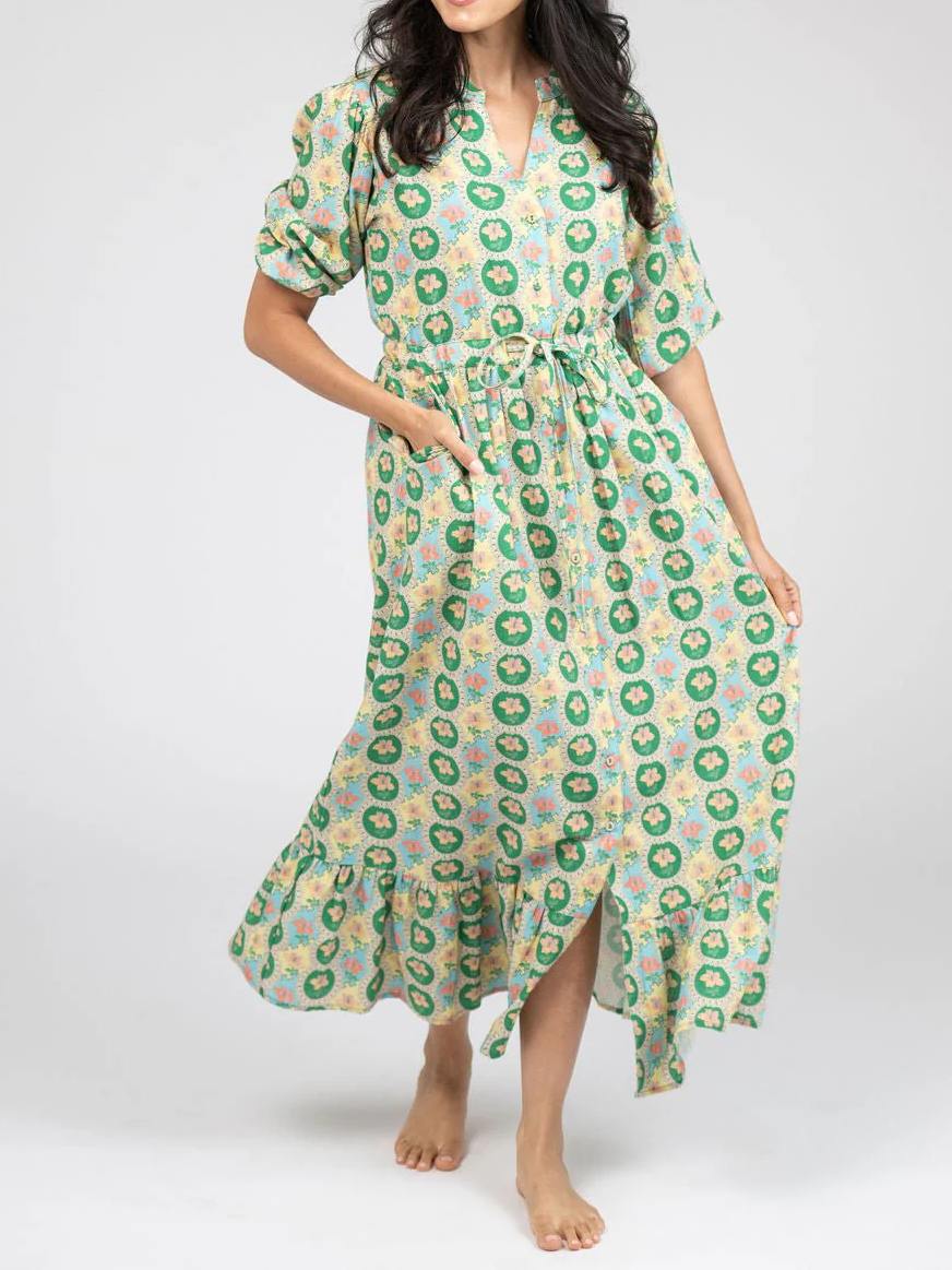 Printed V-neck Maxi Dress
