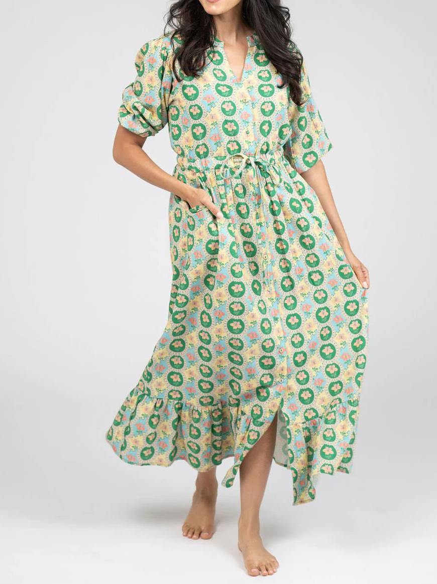 Printed V-neck Maxi Dress