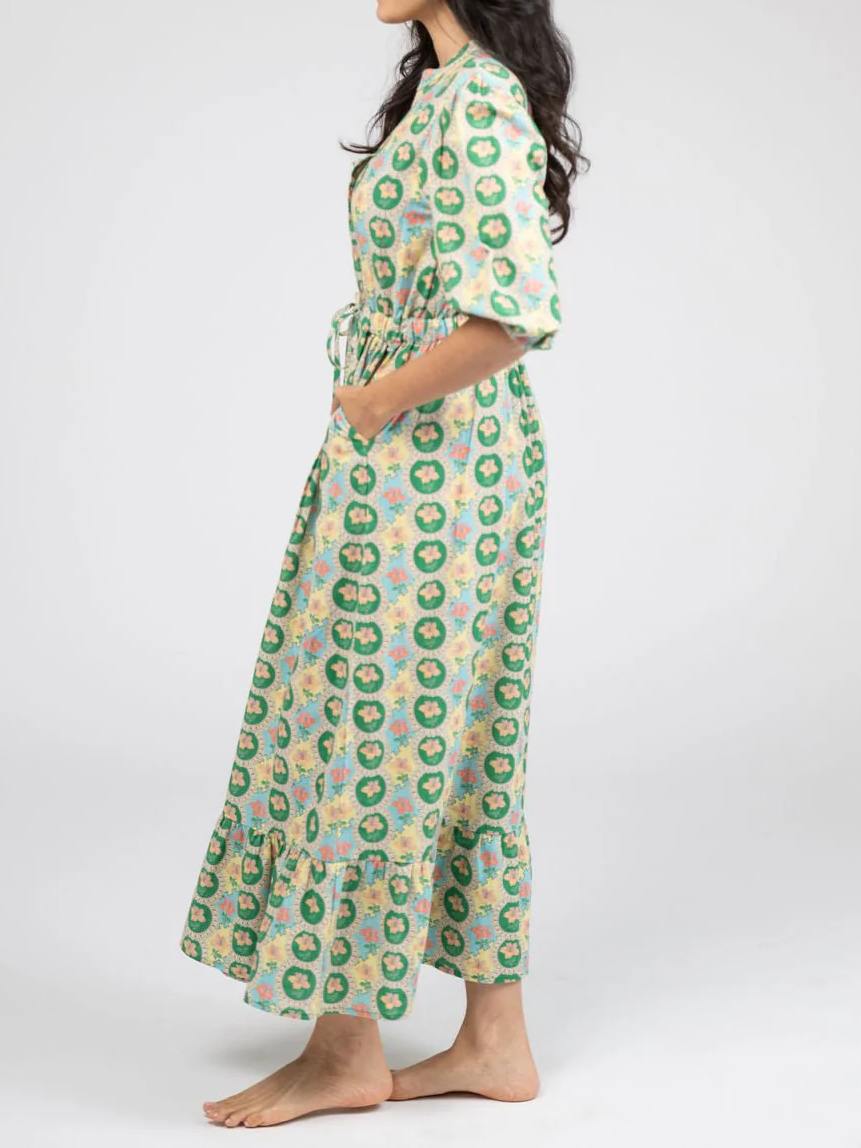 Printed V-neck Maxi Dress