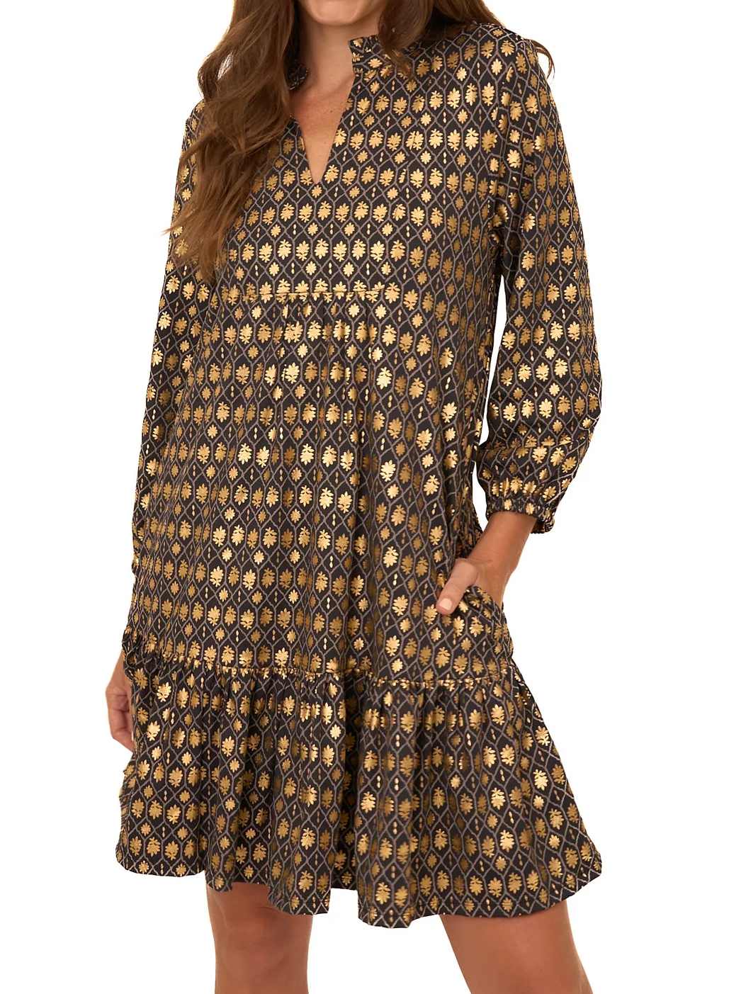 Black Metallic Relaxed Dress