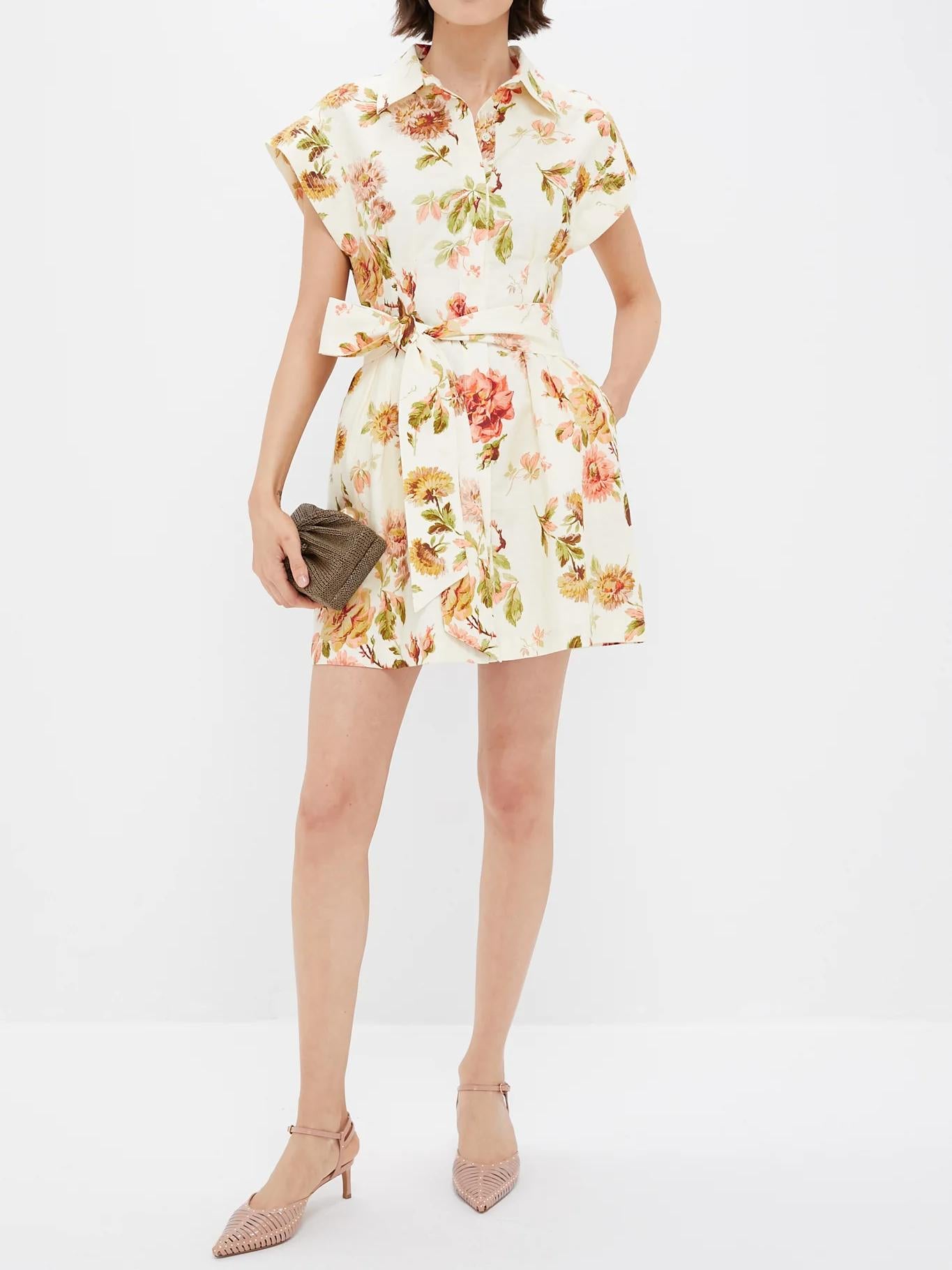 Romantic Floral Cotton Mini Dress
