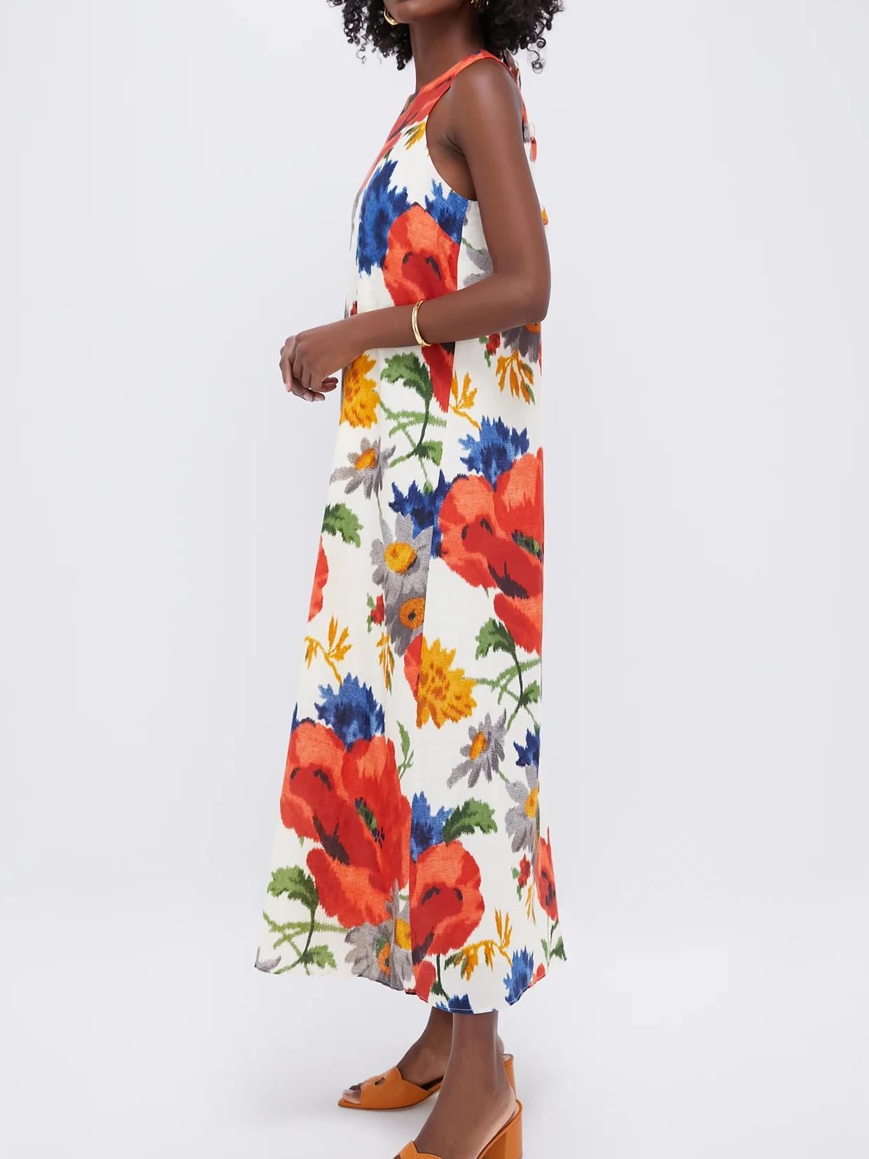 Crimson Poppy Cotton Dress