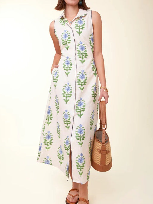 Sleeveless Printed Midi Dress