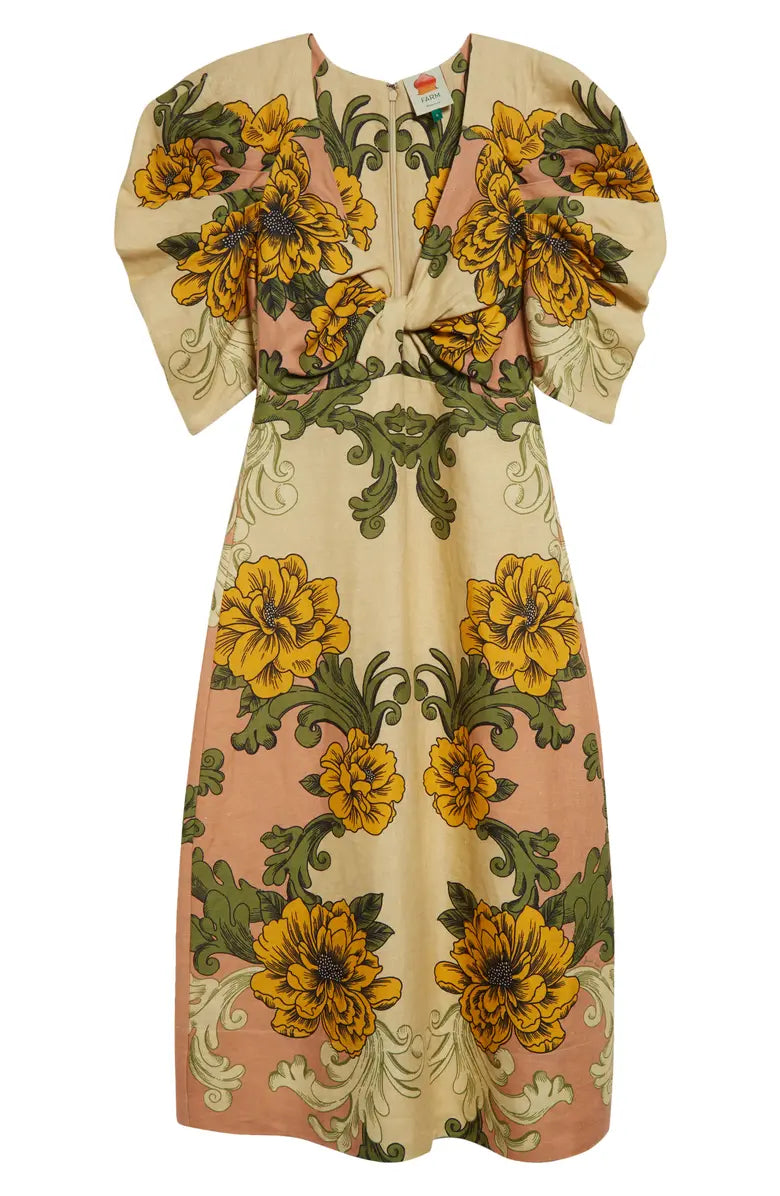 Delicate Flower Arabesques Midi Dress