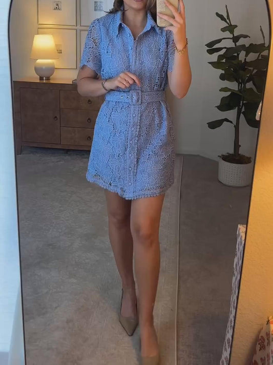 Floral Lace Belted Dress