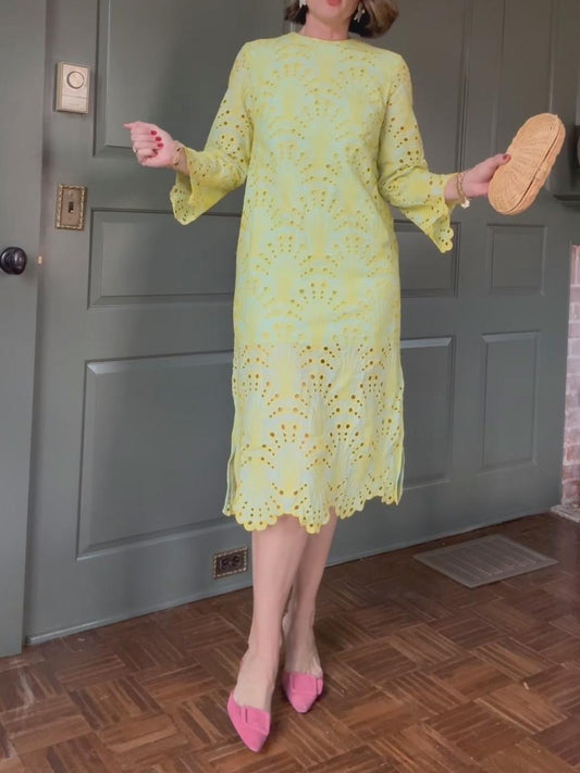 Eyelet Embroidery Printed Dress