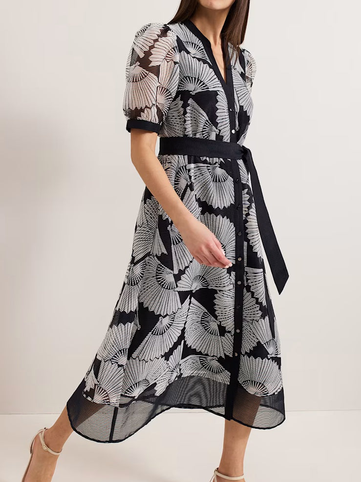 Scalloped Printed Dress