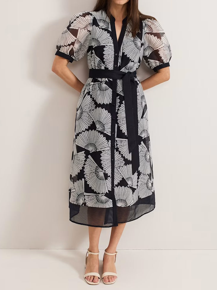 Scalloped Printed Dress
