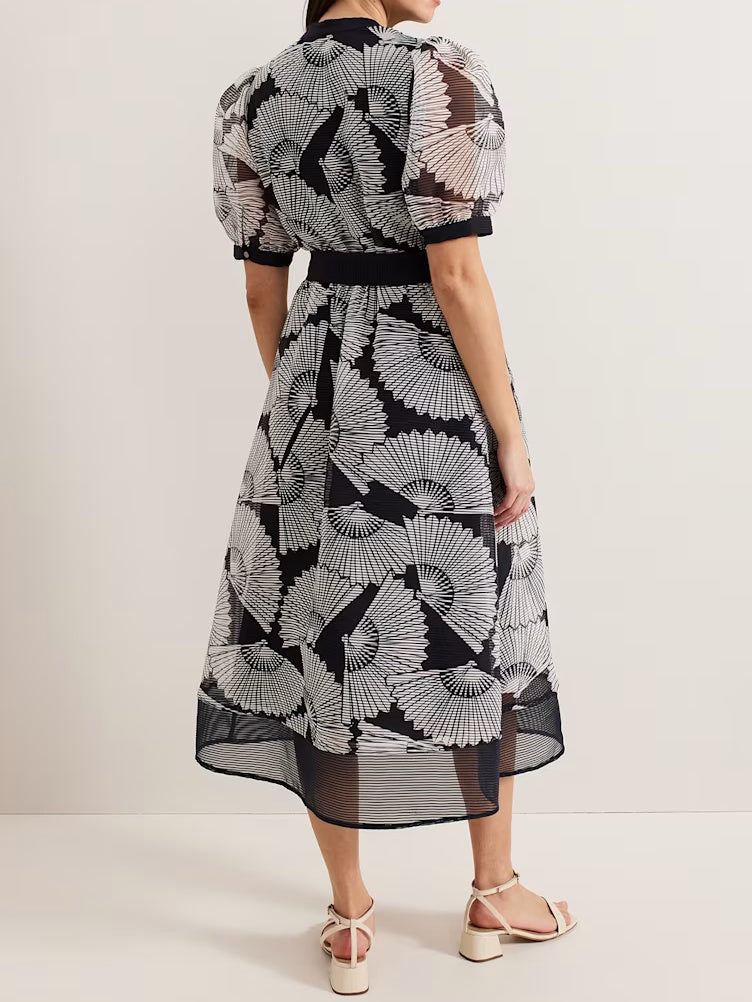 Scalloped Printed Dress