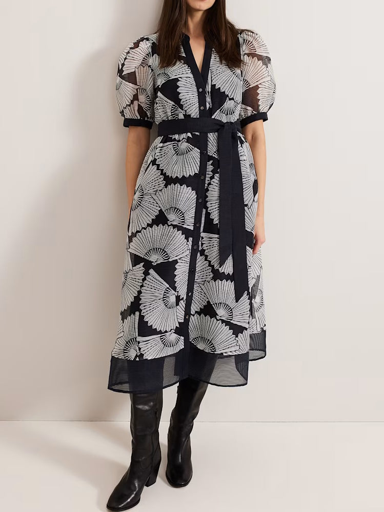 Scalloped Printed Dress