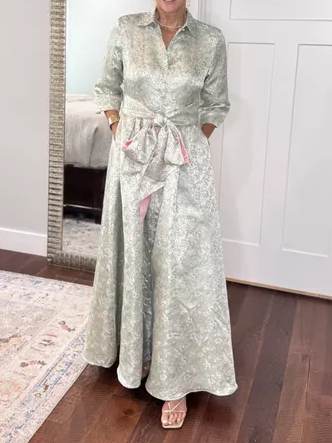 Mint Floral Print Elegant Dress