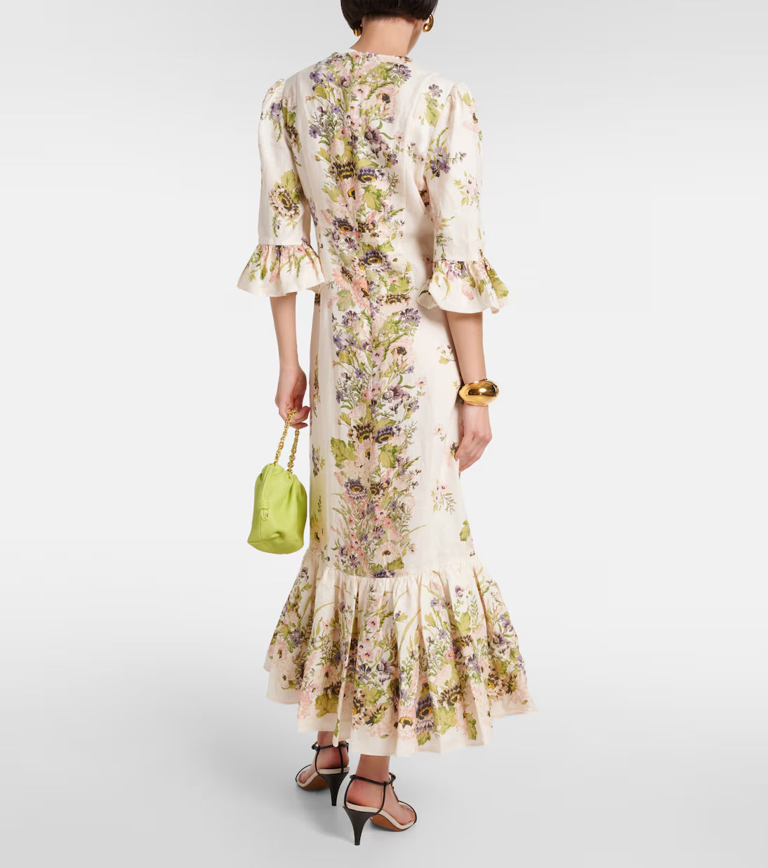 Floral Ruffled Linen Maxi Dress
