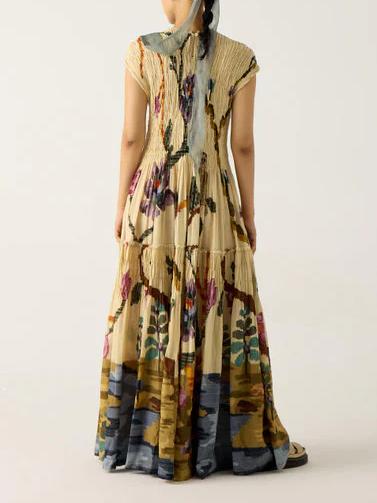 Cotton Printed Pleated Dress