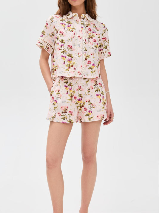 Printed Lace Casual Two Piece Set
