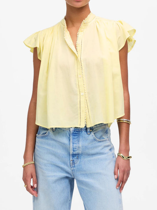 Shirred Lace-Trim Top