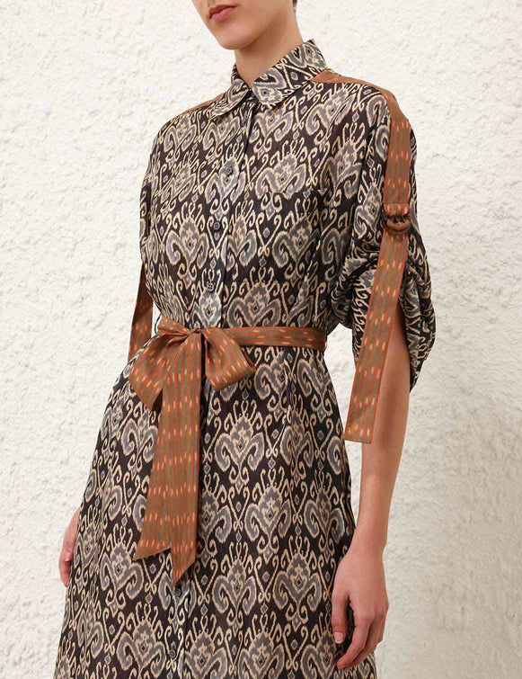 Belted Printed Shirt Dress