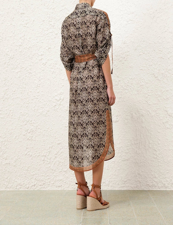 Belted Printed Shirt Dress