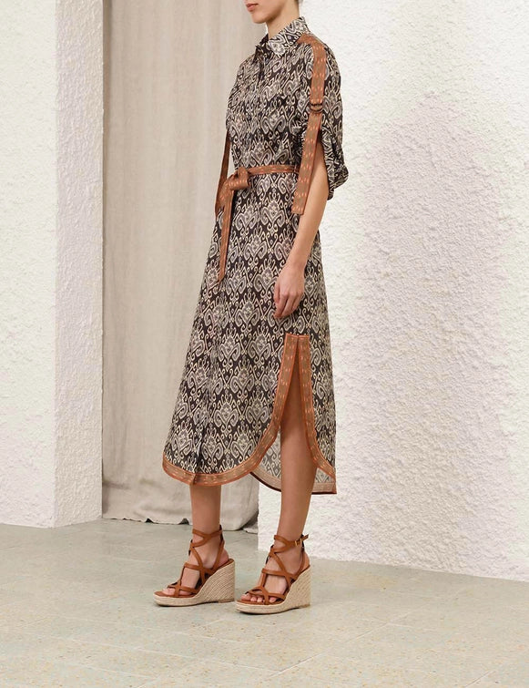 Belted Printed Shirt Dress