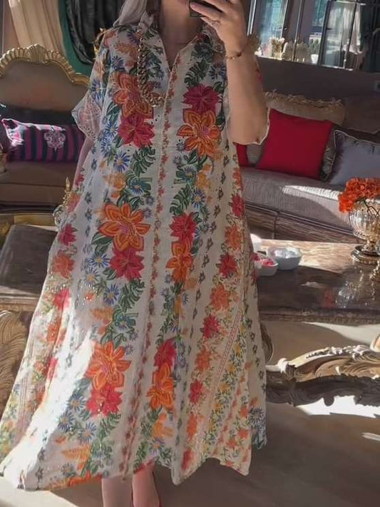 Elegant Loose Printed Dress