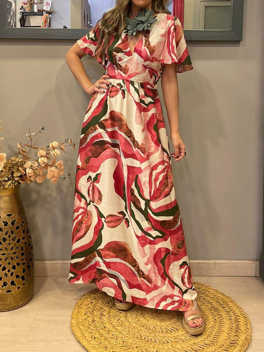 Printed Elastic Waist Dress