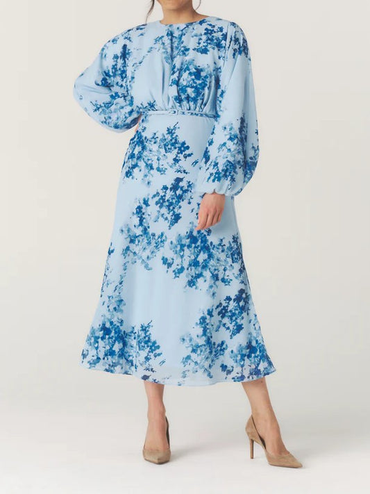 Floral Balloon Sleeve Maxi Dress