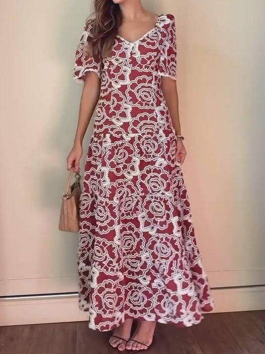 Bubble Sleeve Lace Dress