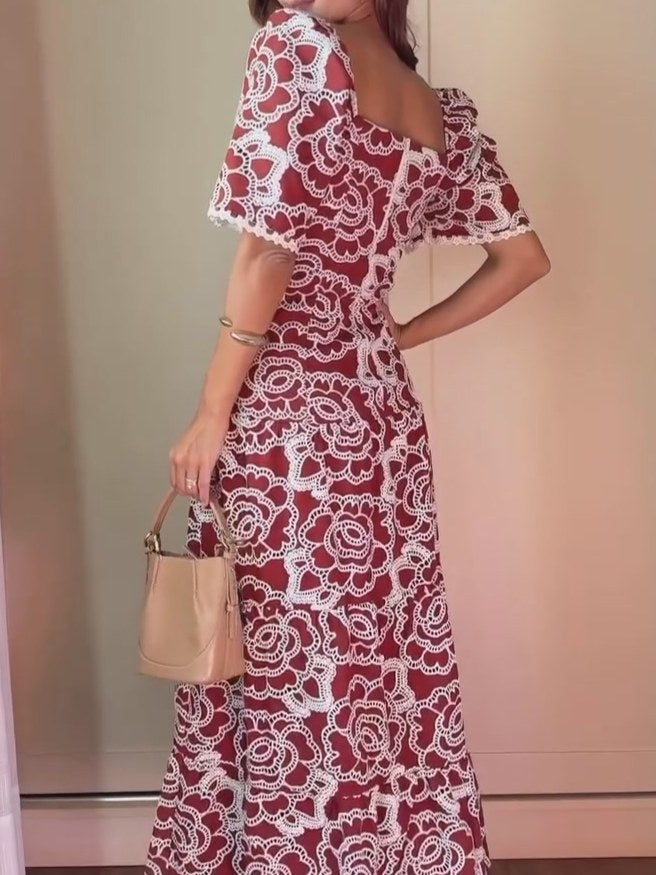 Bubble Sleeve Lace Dress