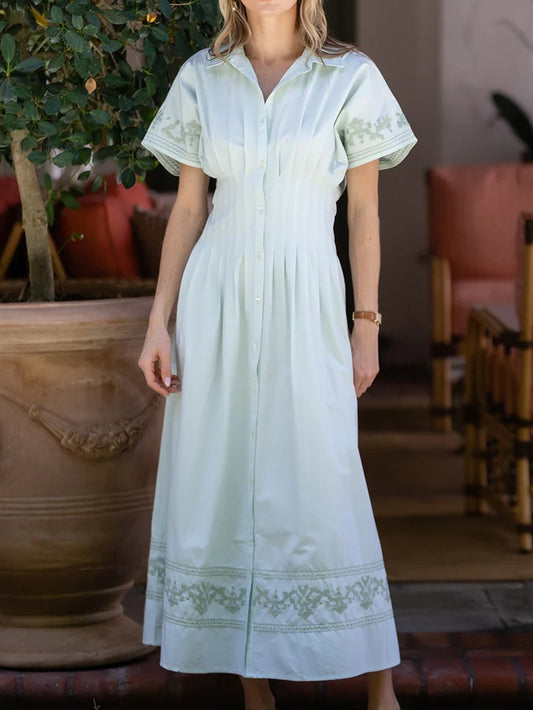 Pleated Tunic Shirt Dress