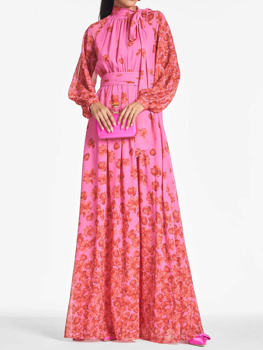 Printed Chiffon Elegant Maxi Dress