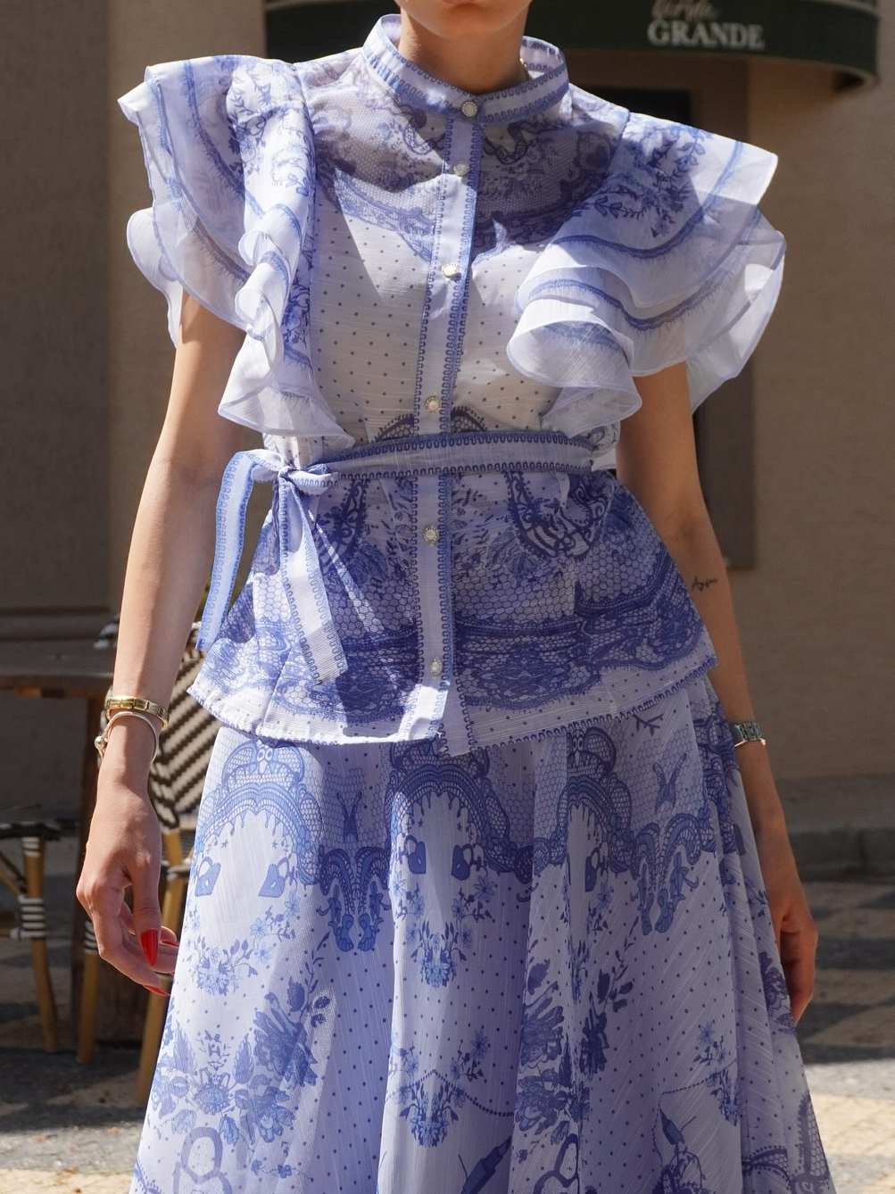 Elegant Printed Two-Piece Dress