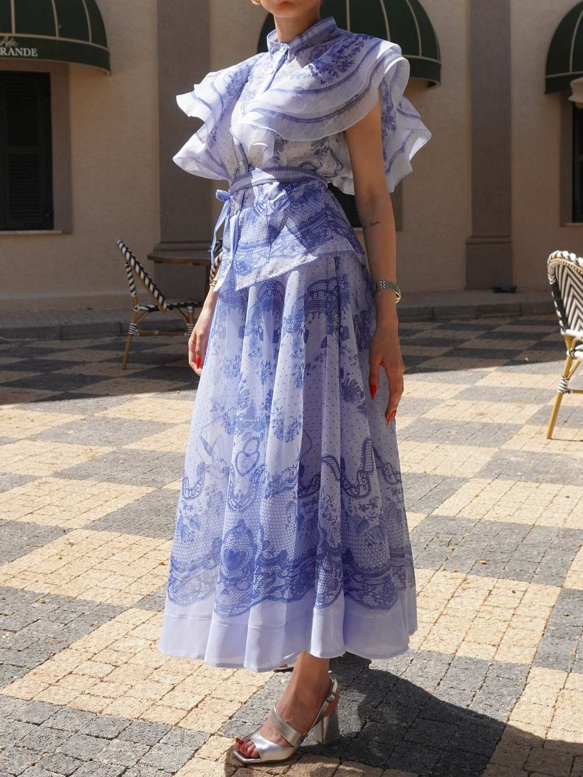Elegant Printed Two-Piece Dress