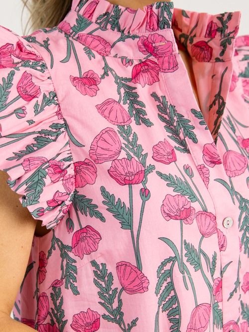 Ruffle Sleeve Floral Print Dress
