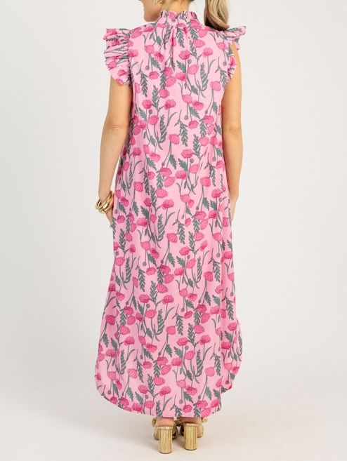 Ruffle Sleeve Floral Print Dress