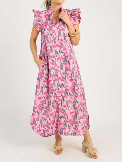 Ruffle Sleeve Floral Print Dress