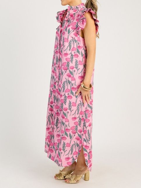 Ruffle Sleeve Floral Print Dress