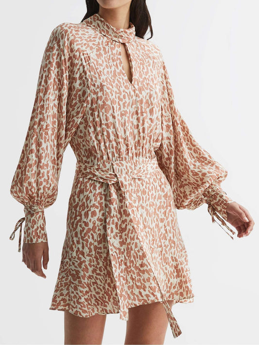 Animal Print Mini Dress In Neutral