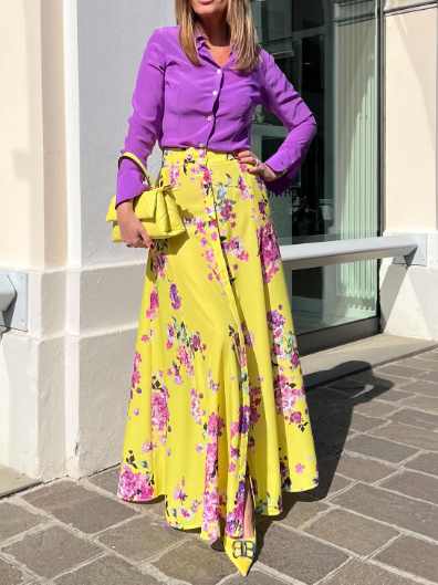 Printed Silk Dress And Silk Skirt