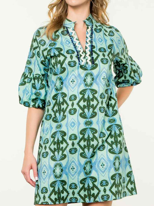 Short Sleeve Print Pattern Dress
